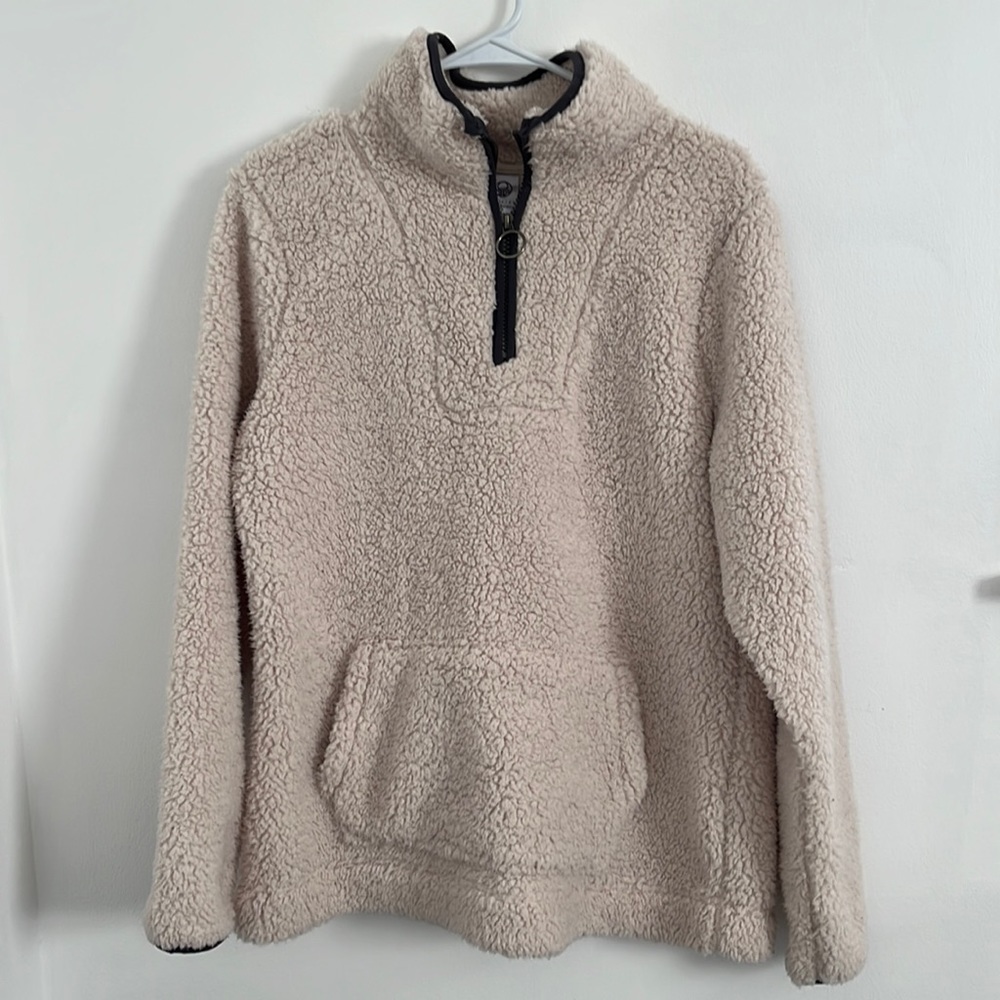 Creme and Grey 3/4 Zip Sherpa Sweater